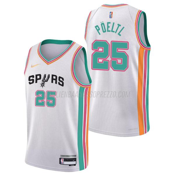 maglia jakob poeltl san antonio spurs di 25 uomo city edition 2022 bianco