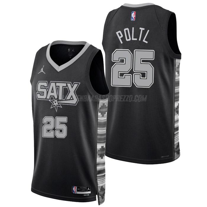 maglia jakob poltl san antonio spurs di 25 uomo statement edition 2023 nero