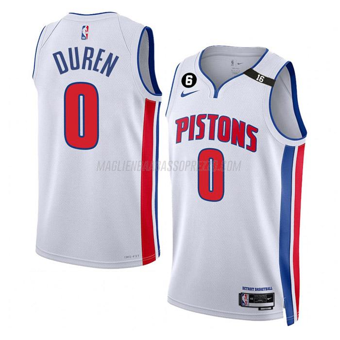 maglia jalen duren detroit pistons di 0 uomo association edition 2023 bianco