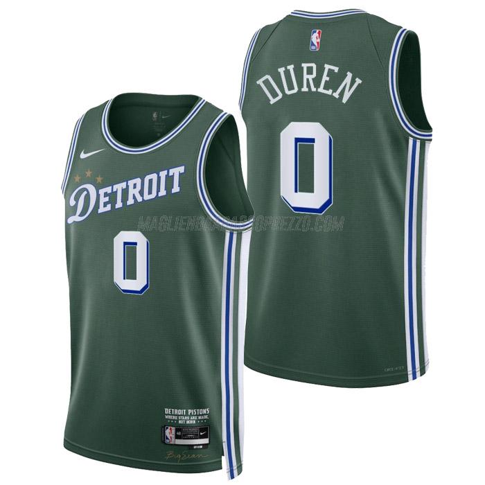 maglia jalen duren detroit pistons di 0 uomo city edition 2023 verde