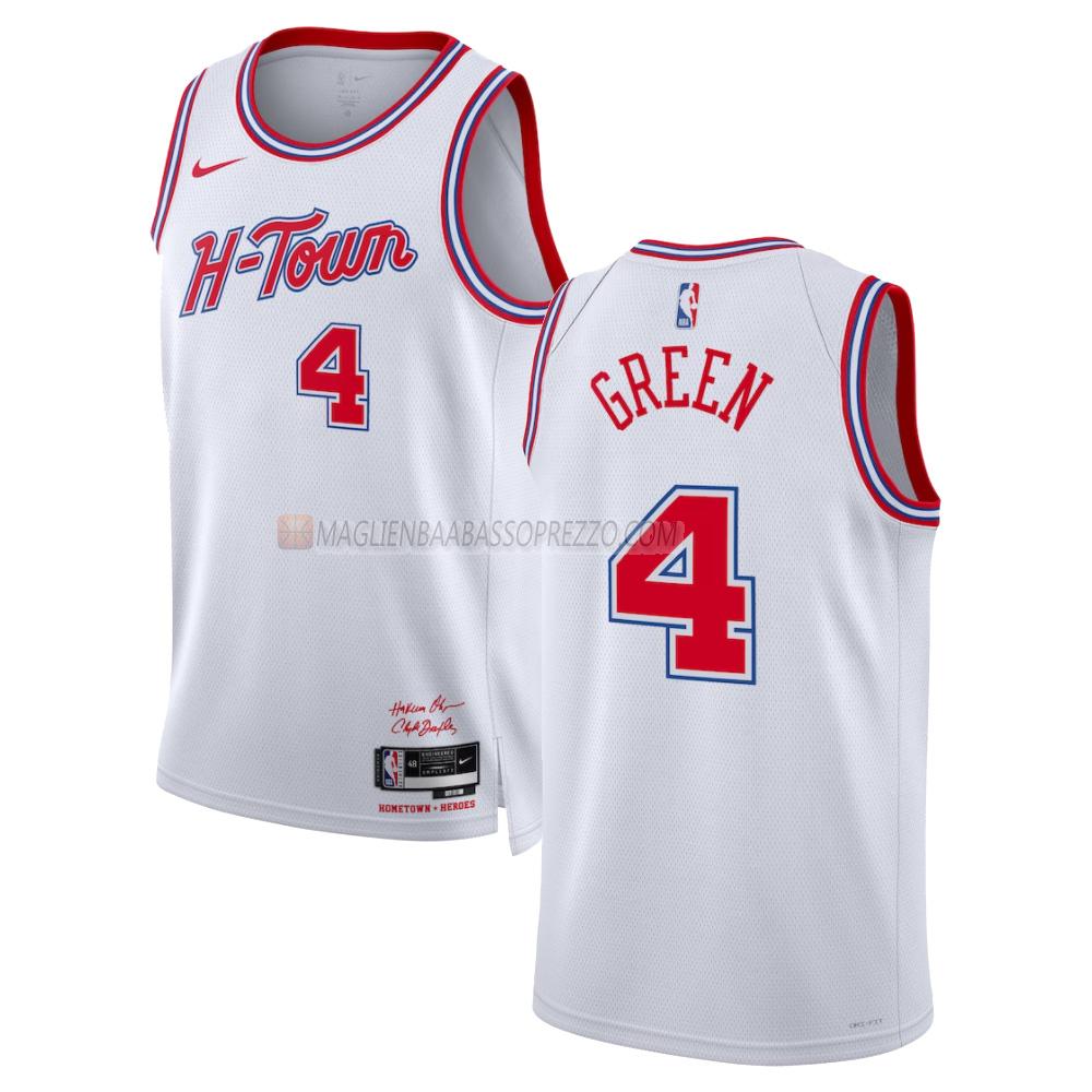 maglia jalen green houston rockets di 4 uomo city edition 2023-24 bianco