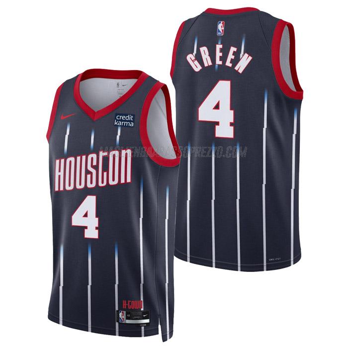 maglia jalen green houston rockets di 4 uomo city edition 2023 blu