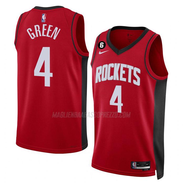 maglia jalen green houston rockets di 4 uomo icon edition 2023 rosso