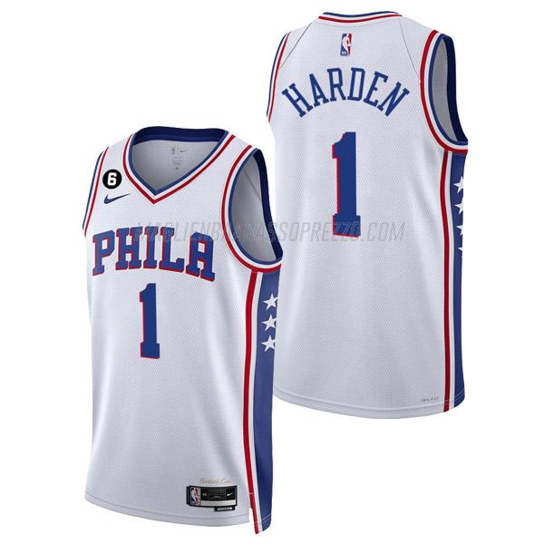 maglia james harden philadelphia 76ers di 1 uomo association edition 2023 bianco