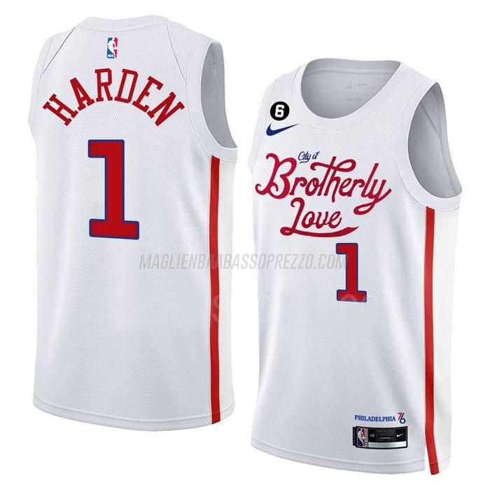 maglia james harden philadelphia 76ers di 1 uomo city edition 2023 bianco