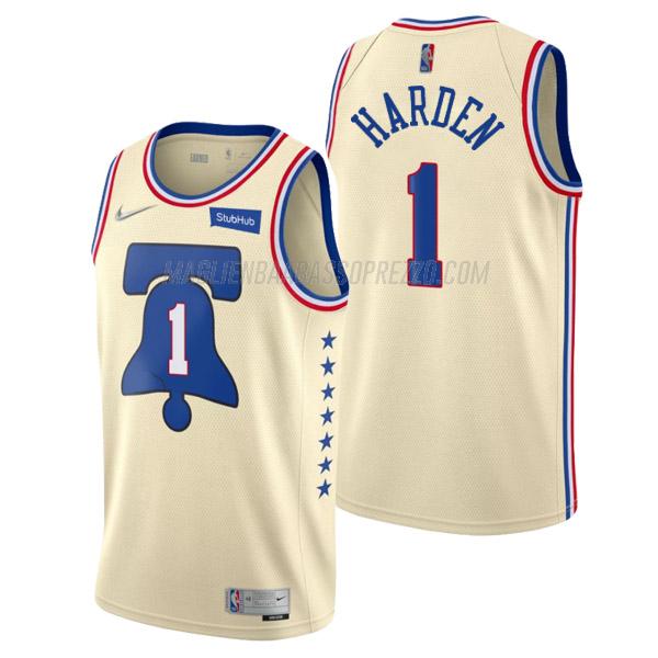 maglia james harden philadelphia 76ers di 1 uomo earned edition 2021 crema