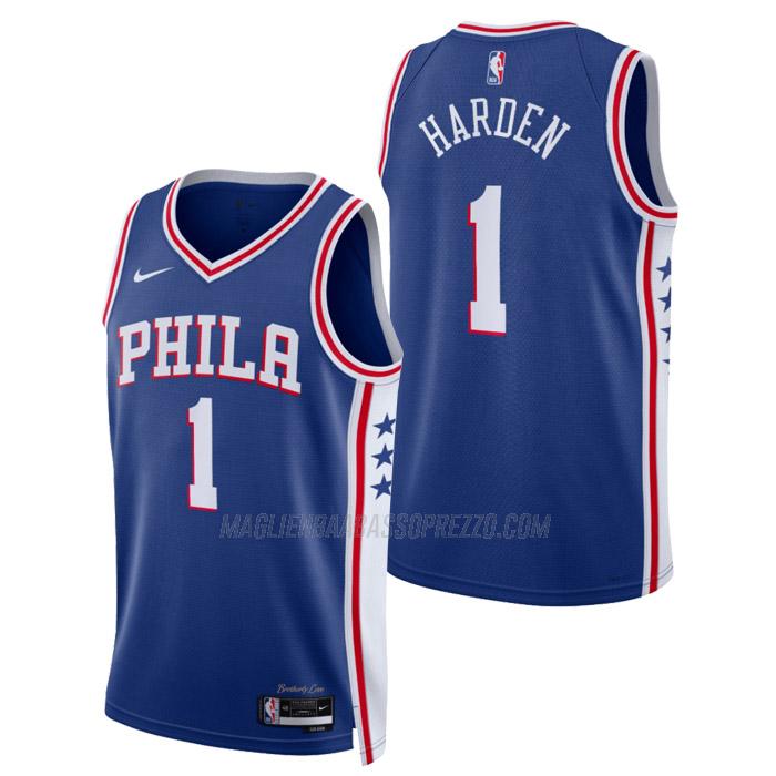 maglia james harden philadelphia 76ers di 1 uomo icon edition 2023 blu