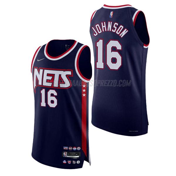 maglia james johnson brooklyn nets di 16 uomo city edition 2022 blu navy