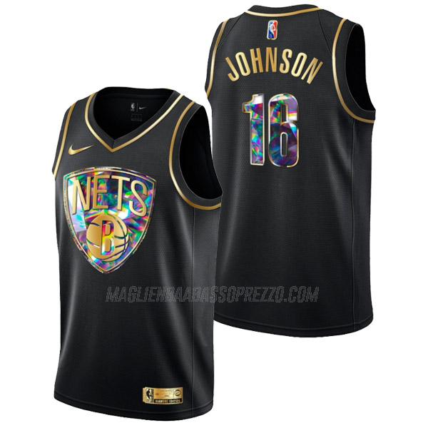 maglia james johnson brooklyn nets di 16 uomo golden diamond edition 2022 nero