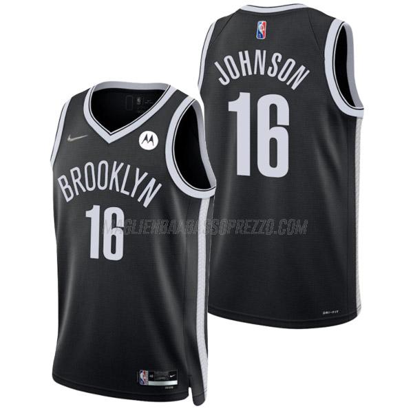 maglia james johnson brooklyn nets di 16 uomo icon edition 2022 nero