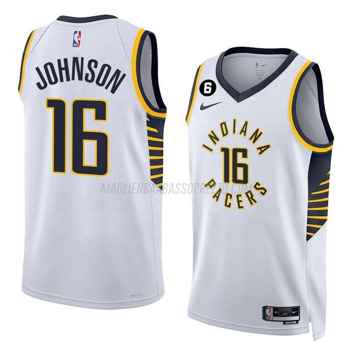 maglia james johnson indiana pacers di 16 uomo association edition 2023 bianco