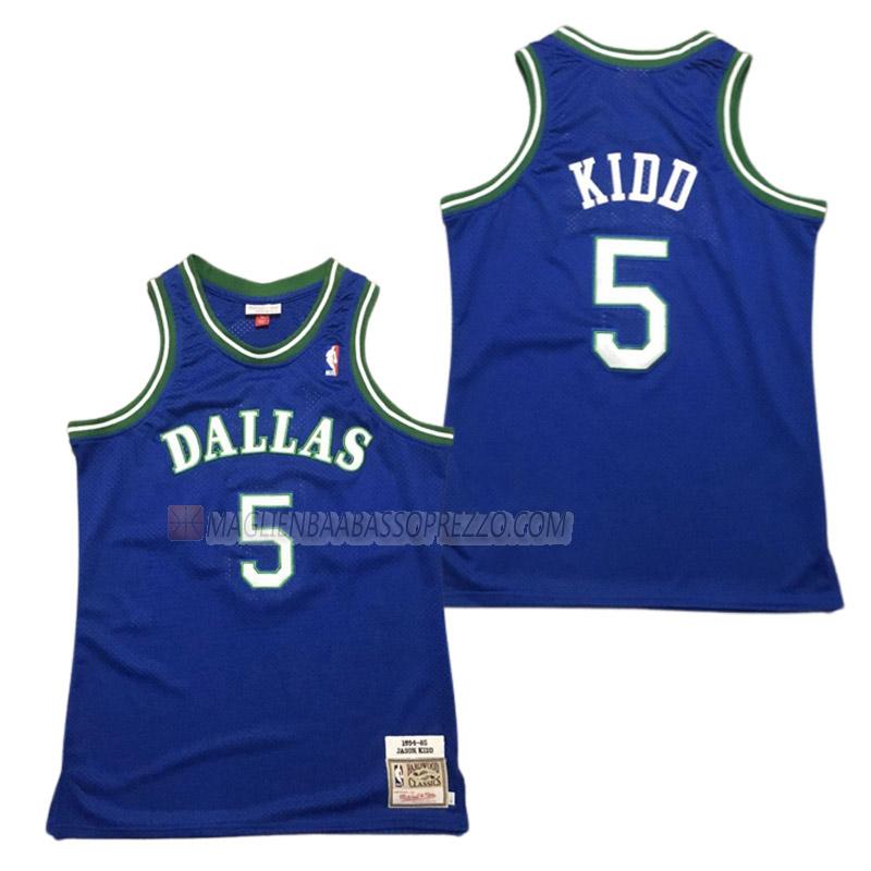 maglia jason kidd dallas mavericks di 5 uomo retro blu