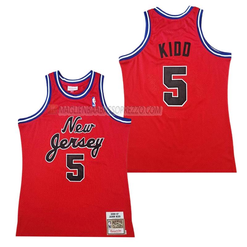 maglia jason kidd new jersey nets di 5 uomo retro rosso