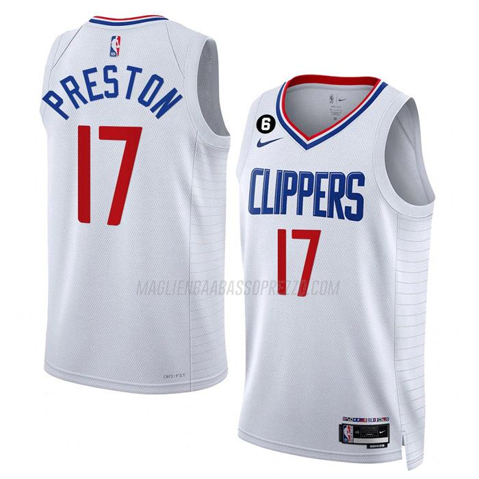 maglia jason preston los angeles clippers di 17 uomo association edition 2023 bianco