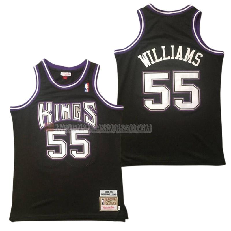 maglia jason williams sacramento kings di 55 uomo retro nero