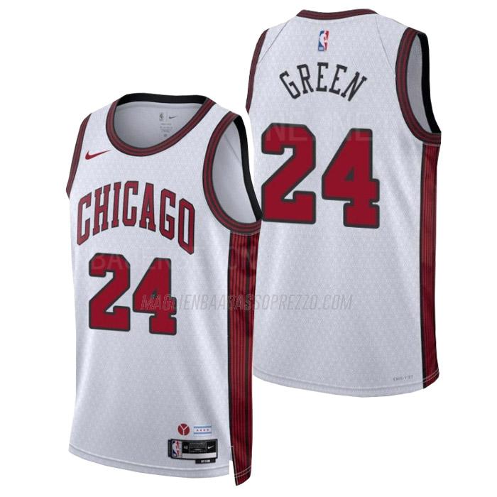 maglia javonte green chicago bulls di 24 uomo city edition 2023 bianco