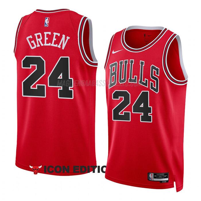 maglia javonte green chicago bulls di 24 uomo icon edition 2023 rosso