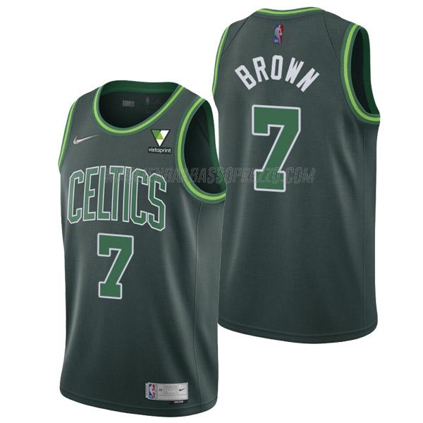 maglia jaylen brown boston celtics di 7 uomo earned edition 2021 verde