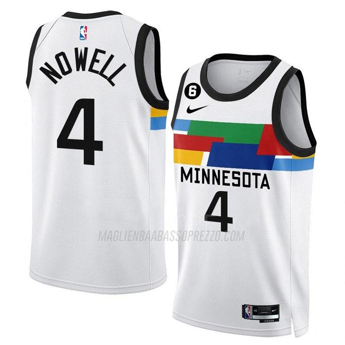 maglia jaylen nowell minnesota timberwolves di 4 uomo city edition 2023 bianco