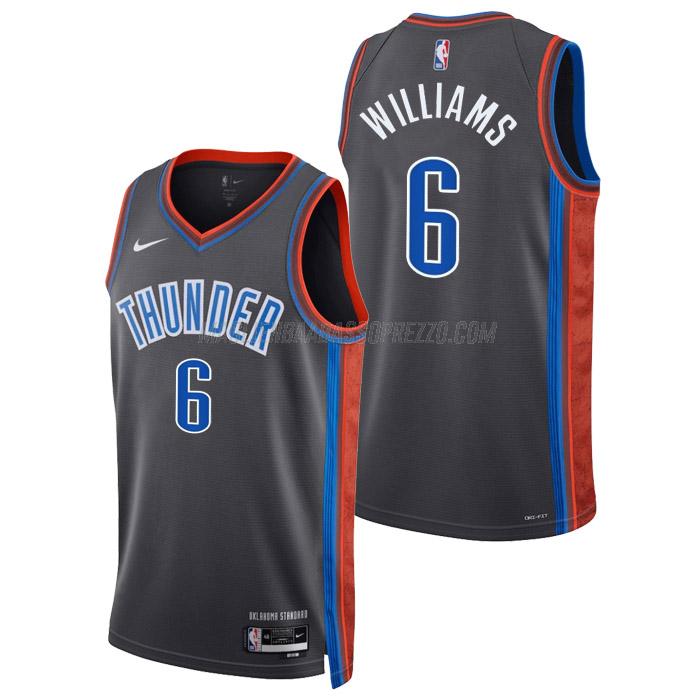 maglia jaylin williams oklahoma city thunder di 6 uomo city edition 2023 grigio