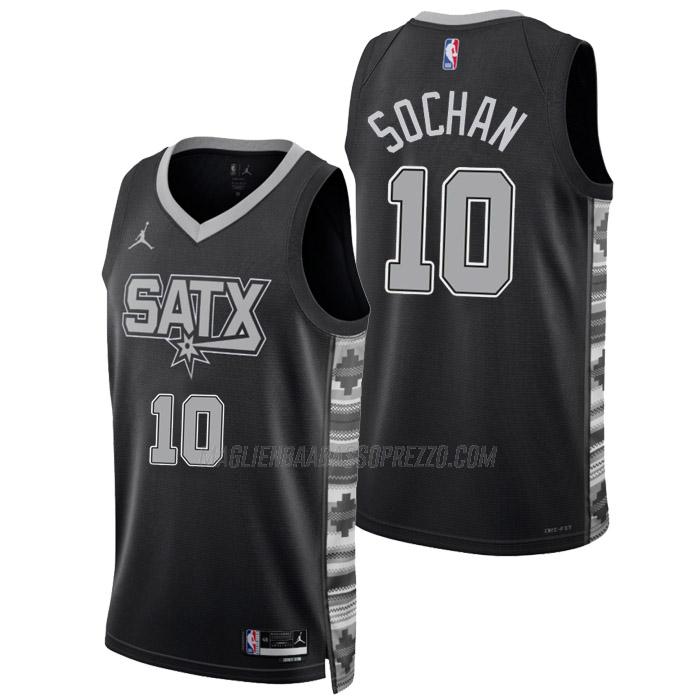 maglia jeremy sochan san antonio spurs di 10 uomo statement edition 2023 nero