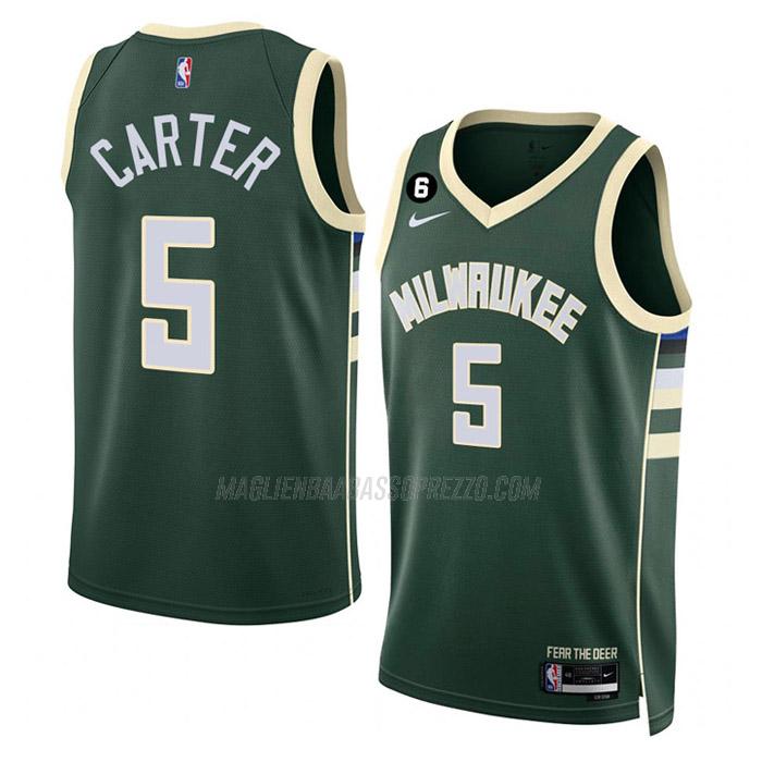 maglia jevon carter milwaukee bucks di 5 uomo icon edition 2023 verde