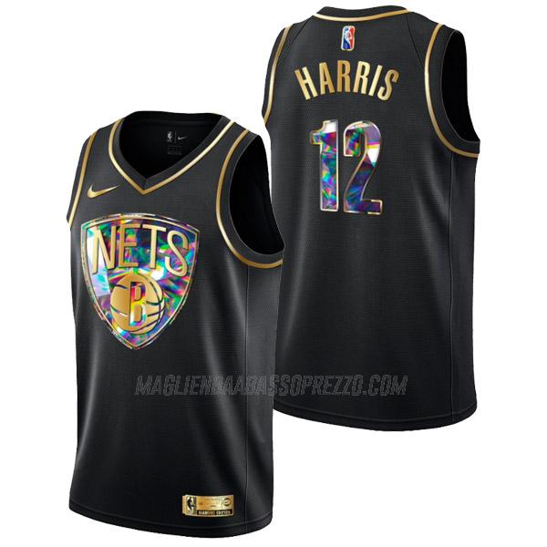 maglia joe harris brooklyn nets di 12 uomo golden diamond edition 2022 nero