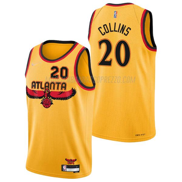 maglia john collins atlanta hawks di 20 uomo city edition 2022 giallo