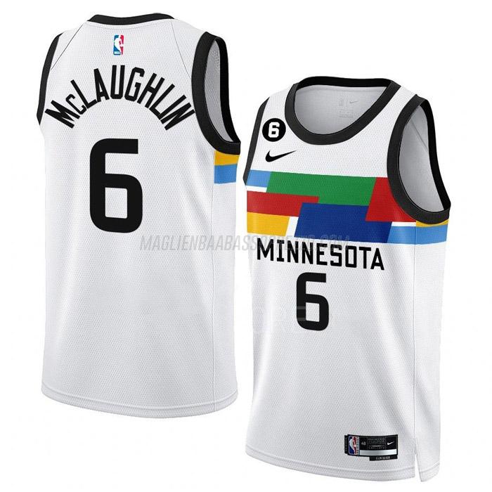 maglia jordan mclaughlin minnesota timberwolves di 6 uomo city edition 2023 bianco