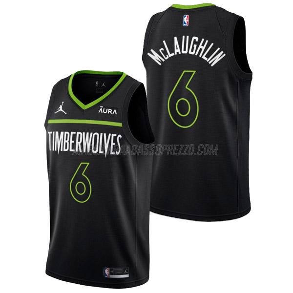 maglia jordan mclaughlin minnesota timberwolves di 6 uomo statement edition 2023 nero