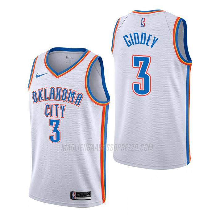 maglia josh giddey oklahoma city thunder di 3 uomo association edition 2023 bianco