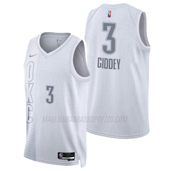 maglia josh giddey oklahoma city thunder di 3 uomo city edition 2022 bianco