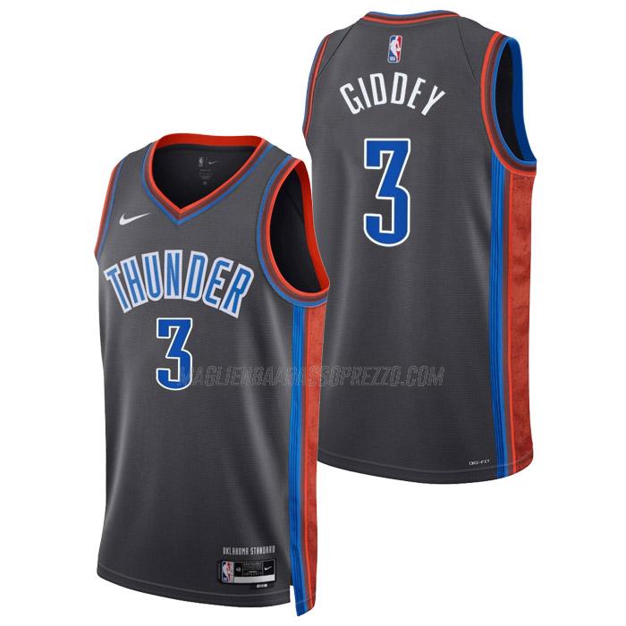 maglia josh giddey oklahoma city thunder di 3 uomo city edition 2023 grigio