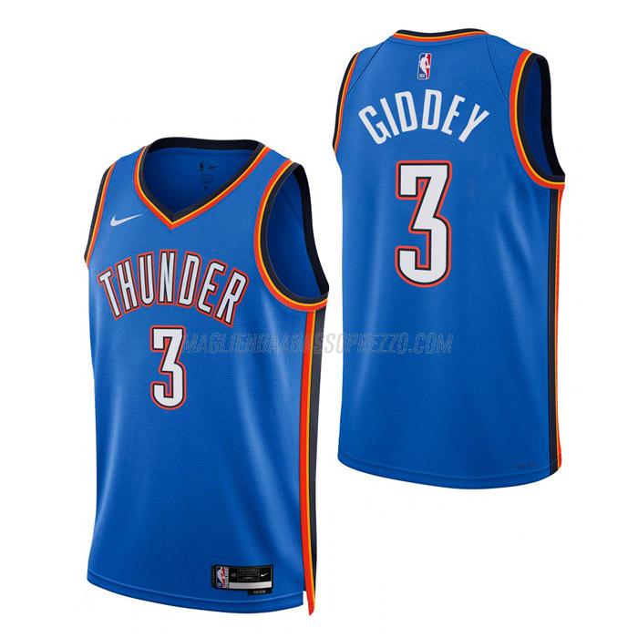 maglia josh giddey oklahoma city thunder di 3 uomo icon edition 2023 blu