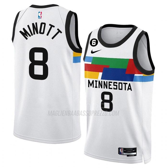 maglia josh minott minnesota timberwolves di 8 uomo city edition 2023 bianco