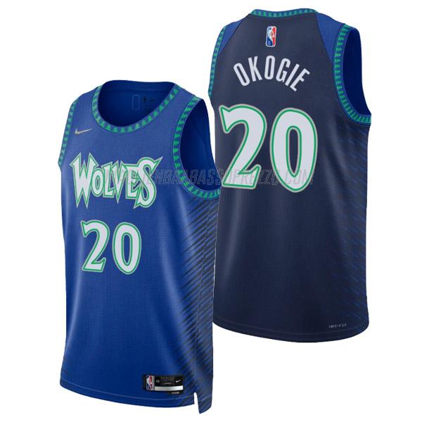 maglia josh okogie minnesota timberwolves di 20 uomo city edition 2022 blu