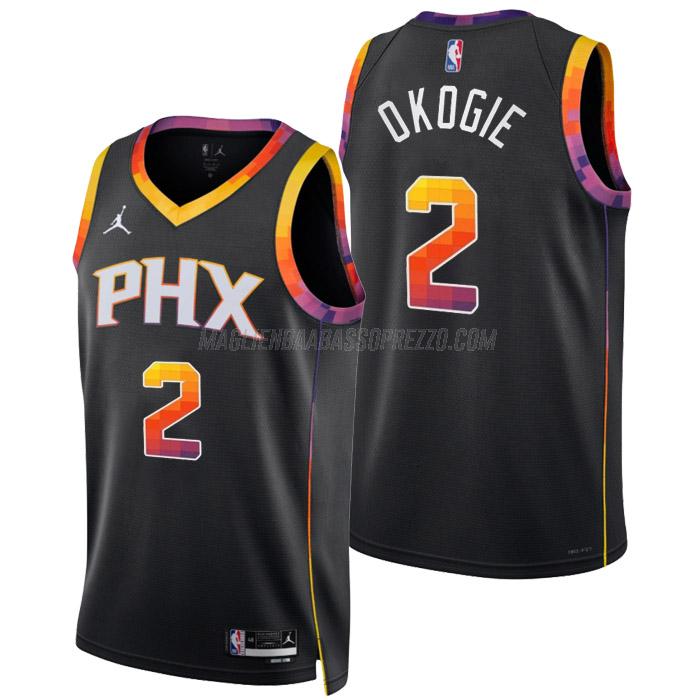 maglia josh okogie phoenix suns di 2 uomo statement edition 2023 nero