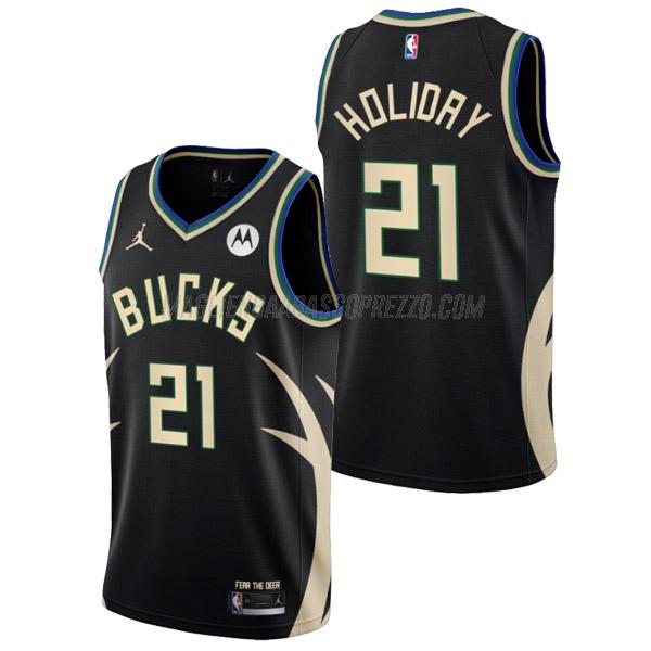 maglia jrue holiday milwaukee bucks di 21 uomo statement edition 2023 nero