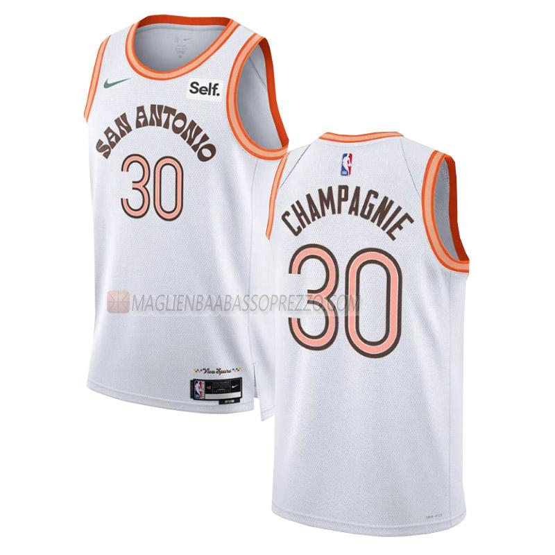 maglia julian champagnie san antonio spurs di 30 uomo city edition 2023-24 bianco