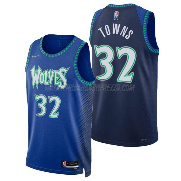 maglia karl-anthony towns minnesota timberwolves di 32 uomo city edition 2022 blu