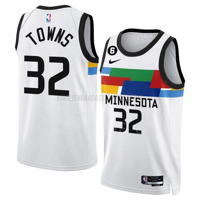 maglia karl-anthony towns minnesota timberwolves di 32 uomo city edition 2023 bianco