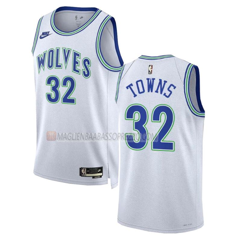 maglia karl-anthony towns minnesota timberwolves di 32 uomo classic edition 2023-24 bianco