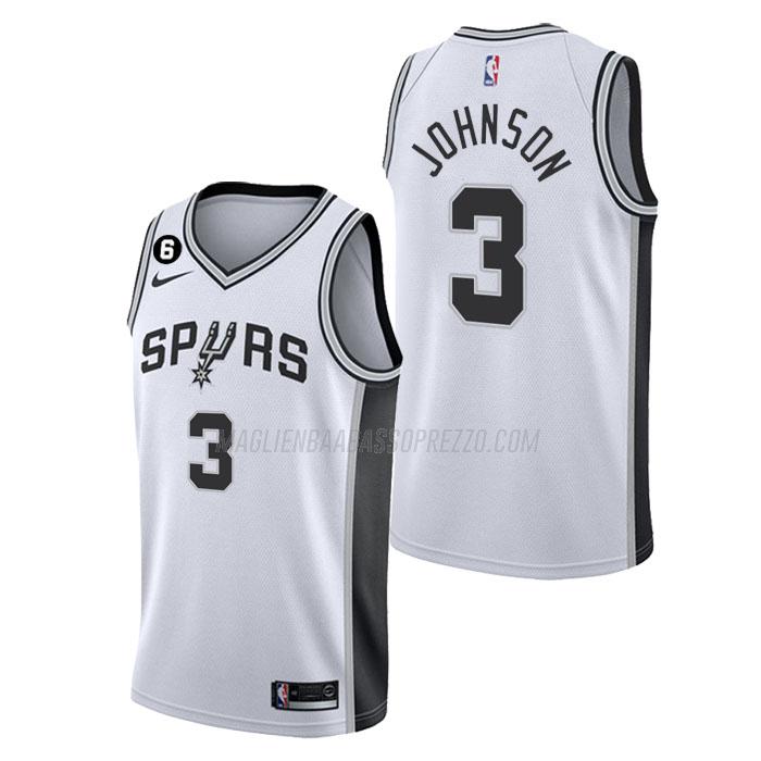 maglia keldon johnson san antonio spurs di 3 uomo association edition 2023 bianco