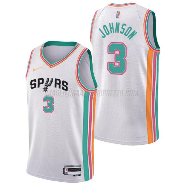 maglia keldon johnson san antonio spurs di 3 uomo city edition 2022 bianco