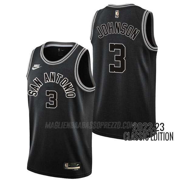 maglia keldon johnson san antonio spurs di 3 uomo classic edition 2023 nero