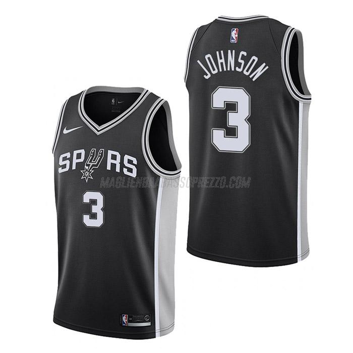 maglia keldon johnson san antonio spurs di 3 uomo icon edition 2023 nero