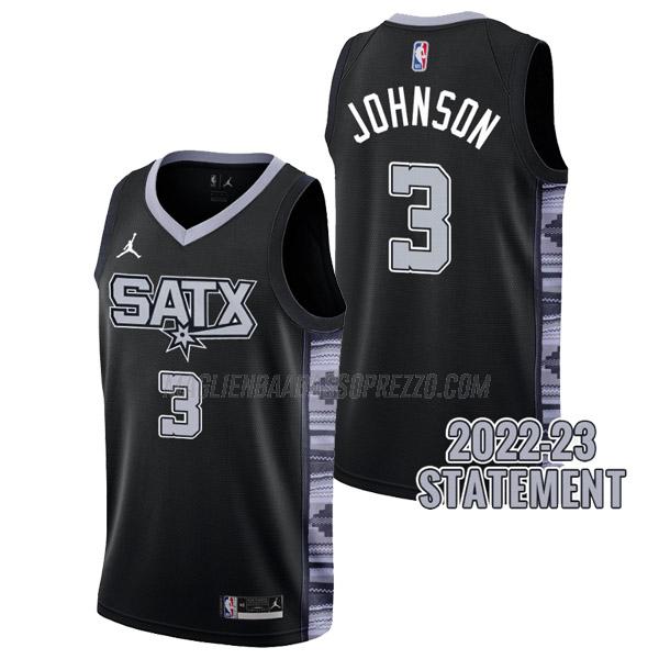 maglia keldon johnson san antonio spurs di 3 uomo statement edition 2023 nero