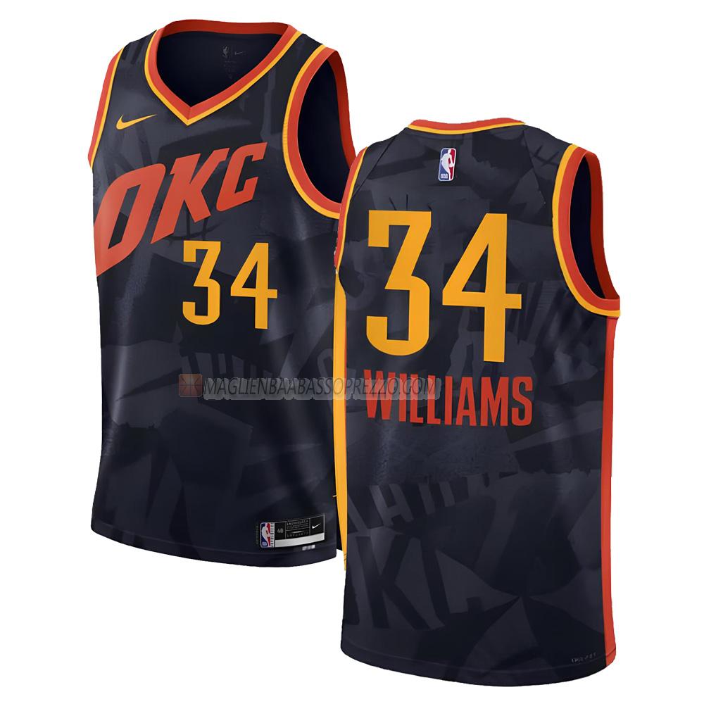 maglia kenrich williams oklahoma city thunder di 34 uomo city edition 2023-24 nero