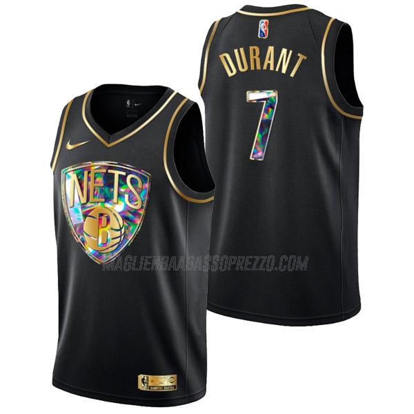 maglia kevin durant brooklyn nets di 7 uomo golden diamond edition 2022 nero