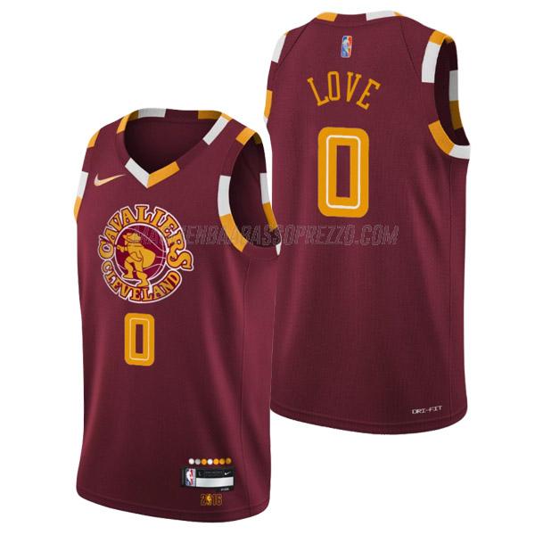 maglia kevin love cleveland cavaliers di 0 uomo city edition 2022 rosso